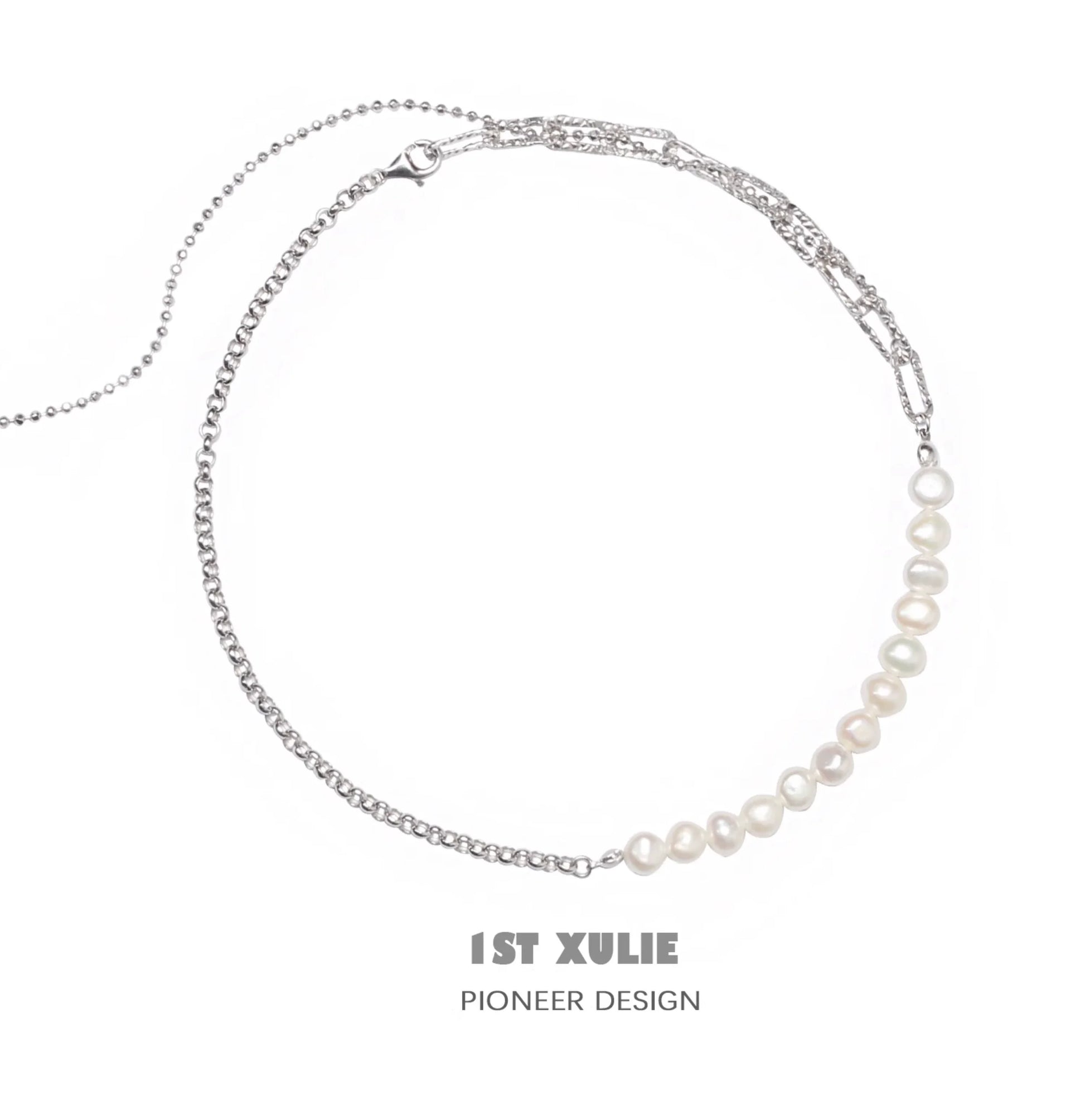 1ST XULIE Pearl Fringe Collarbone Chain Necklace with Elegant Pearl Detailing
