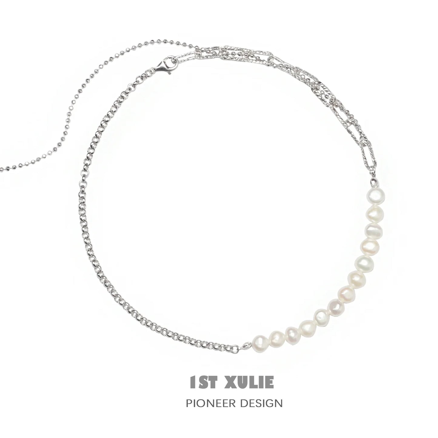 Stylish pearl fringe collarbone chain necklace with delicate beads and a sleek design