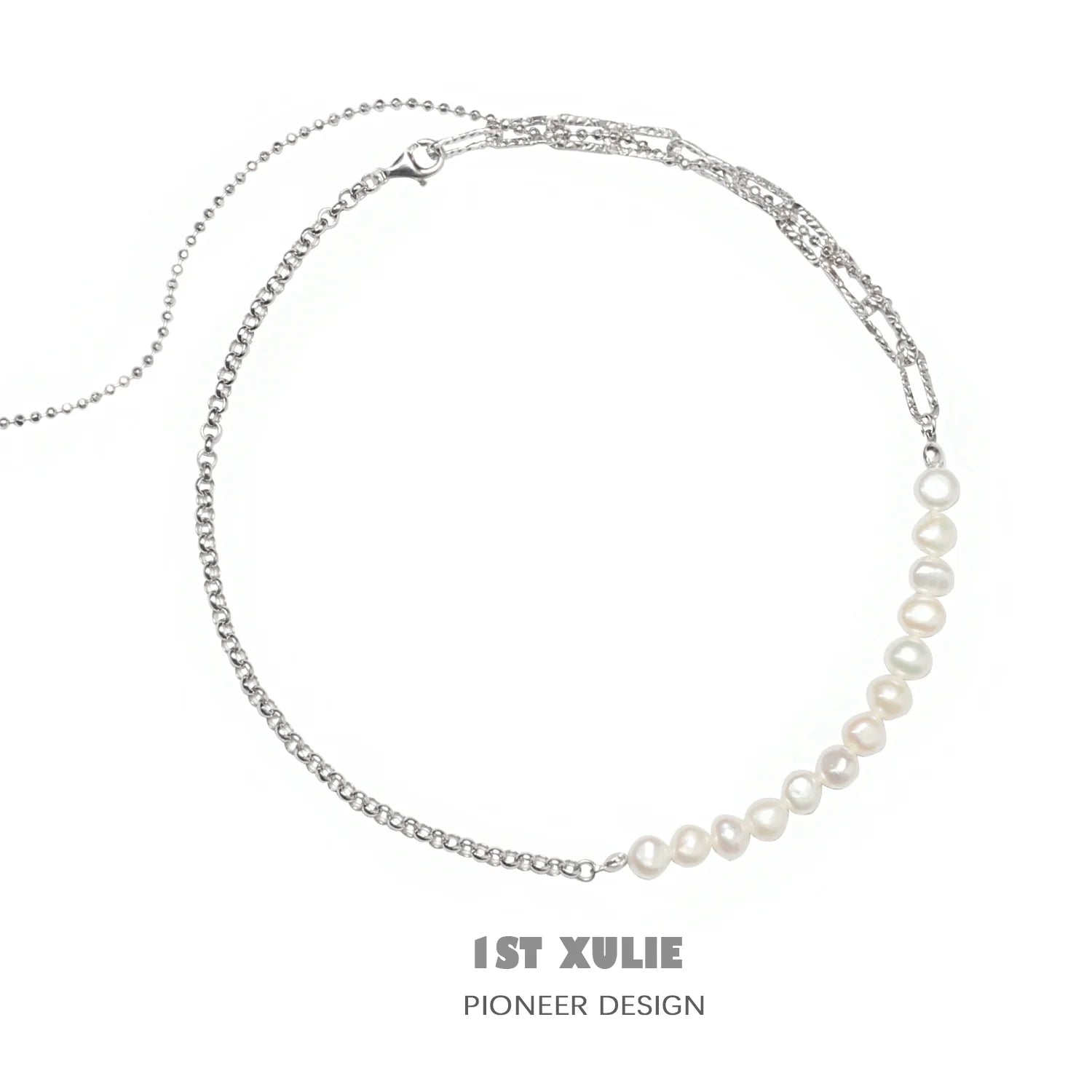 Stylish pearl fringe collarbone chain necklace with delicate beads and a sleek design