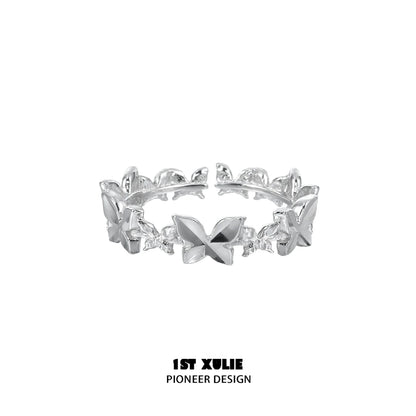 Punk butterfly silver ring featuring a unique butterfly design for a stylish look