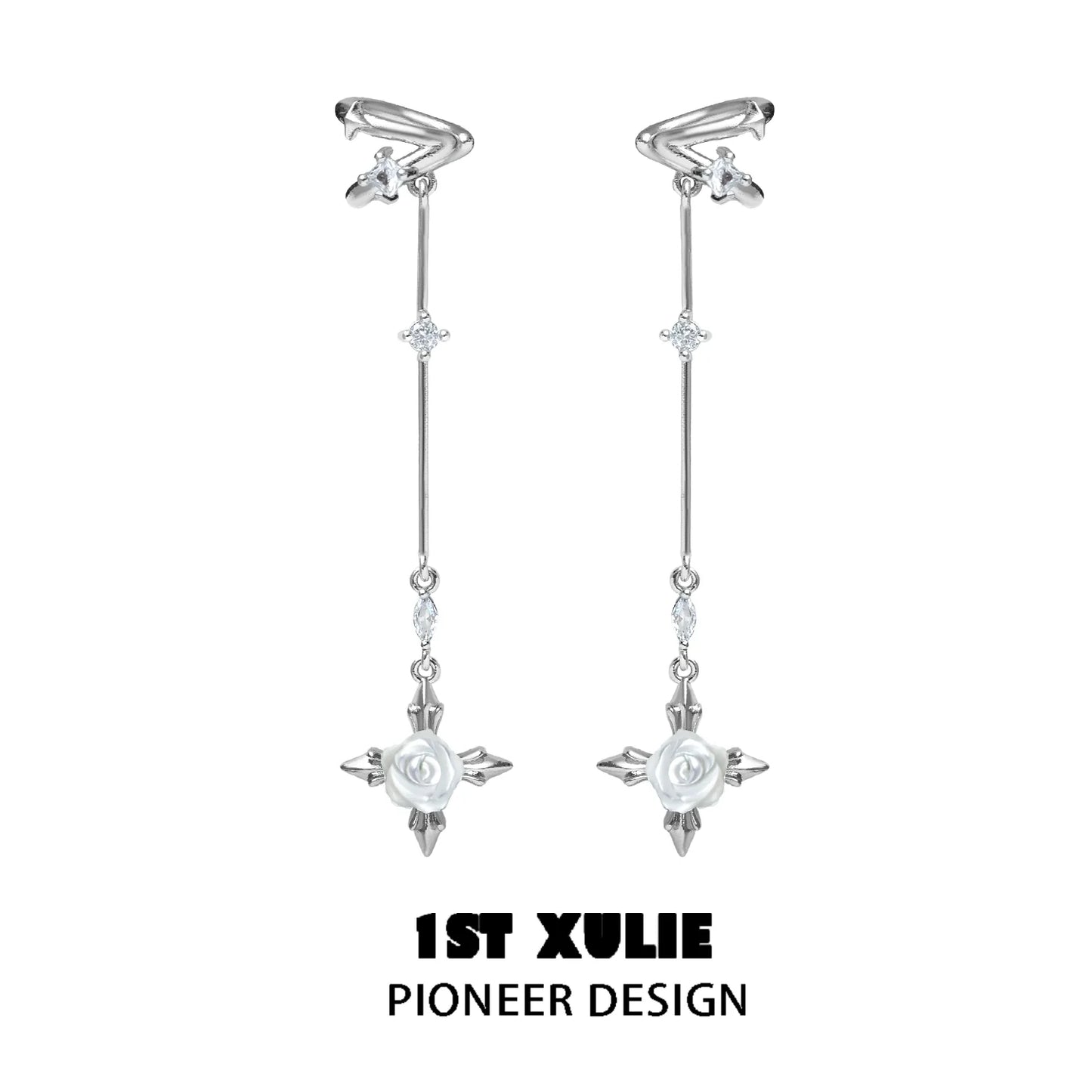 1ST XULIE Silver Rose Tassel Earrings with Charming Design and Elegant Touch