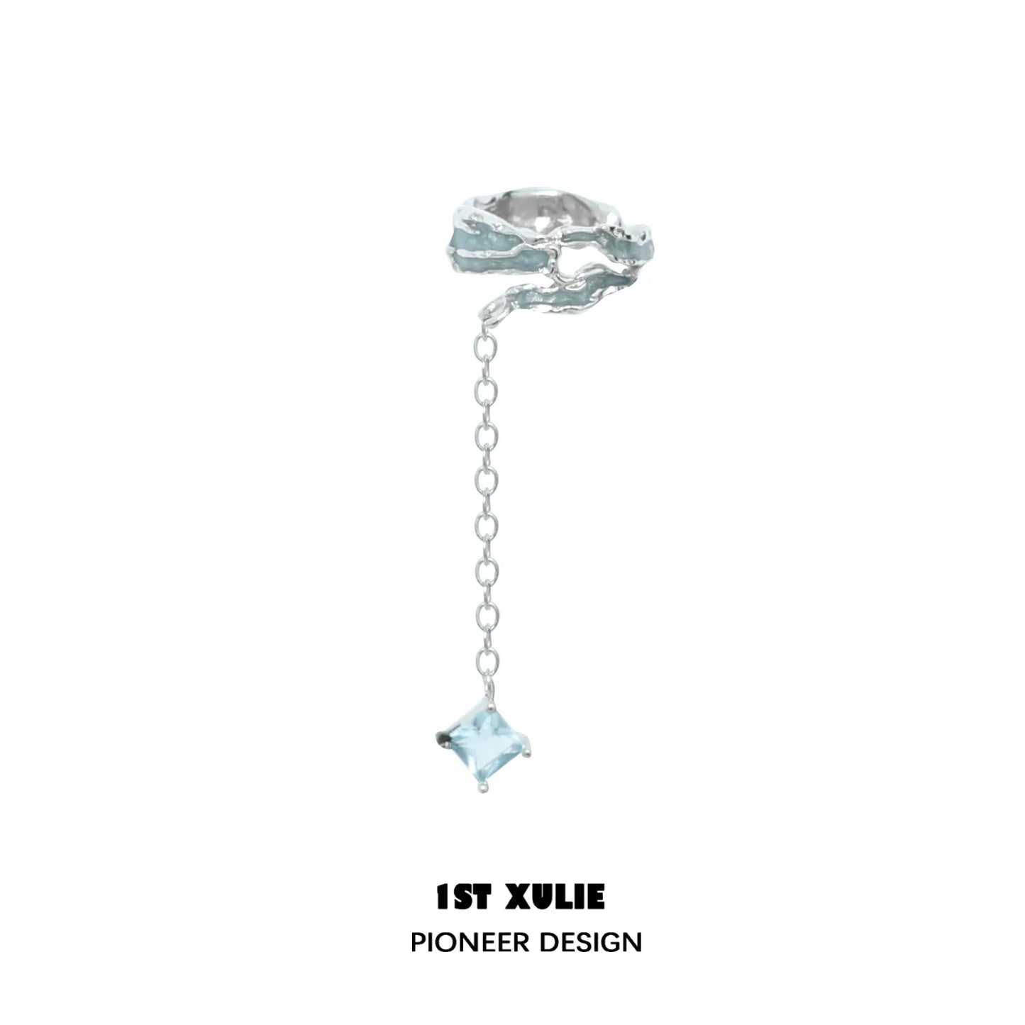 1STXULIE Sea Breeze Star Ear Clip with Silver Design and Elegant Drop Charm