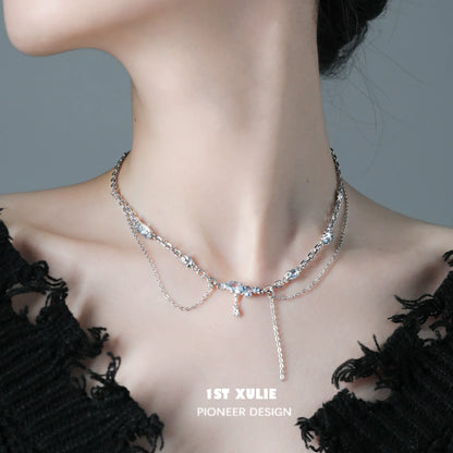 Elegant sea breeze zircon necklace layered design with shimmering details for a stylish look