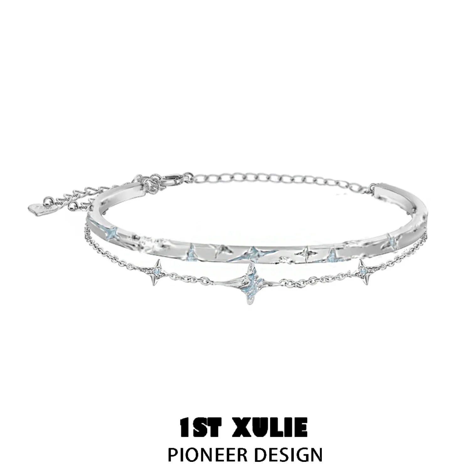 1ST XULIE Silver Starlight Bracelet with Twinkling Star Accents and Adjustable Closure