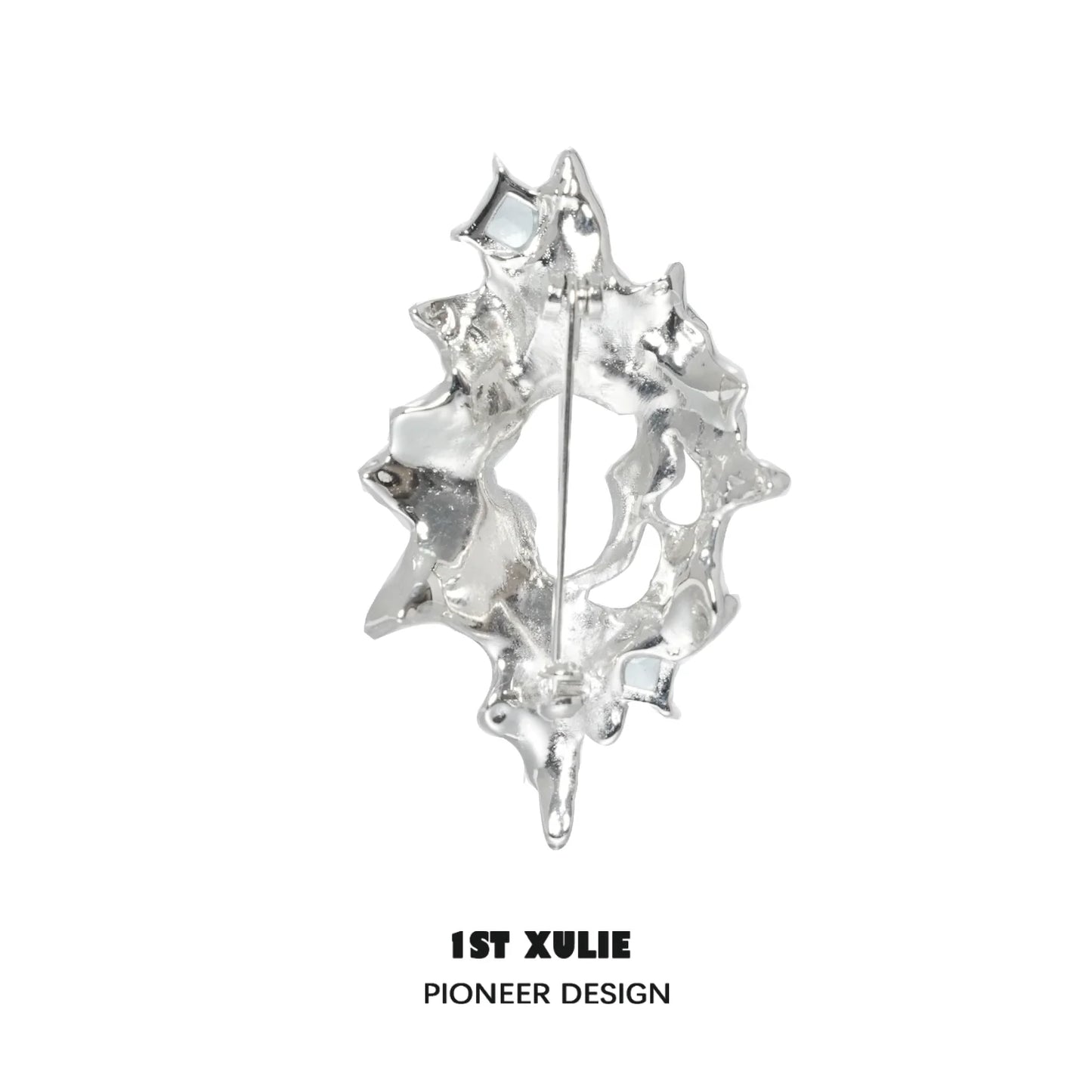 Unique silver statement brooch with an artistic design by 1ST XULIE for stylish accessorizing