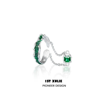 Slytherin inspired green snake ring with a sleek design and sparkling green accents