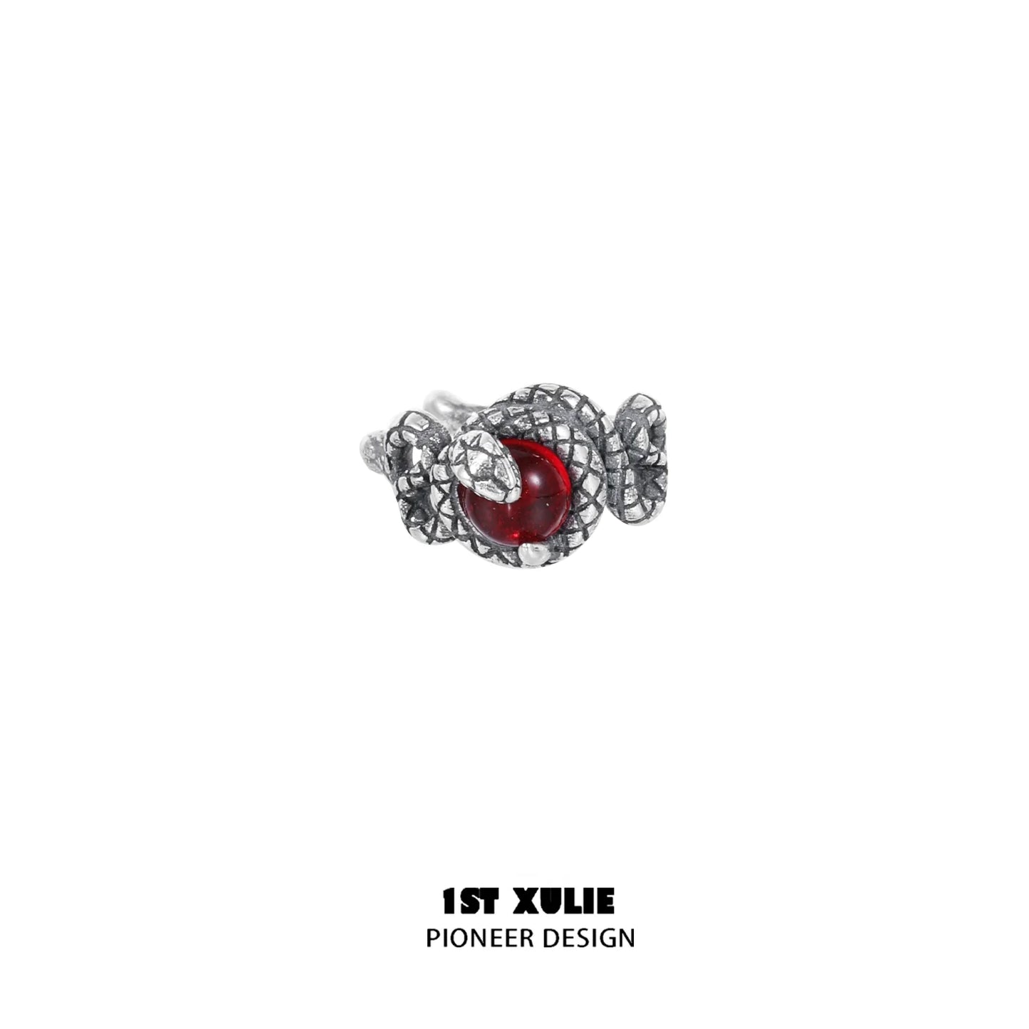 Slytherin snake ear cuff featuring intricate design and a red gemstone for a stylish look
