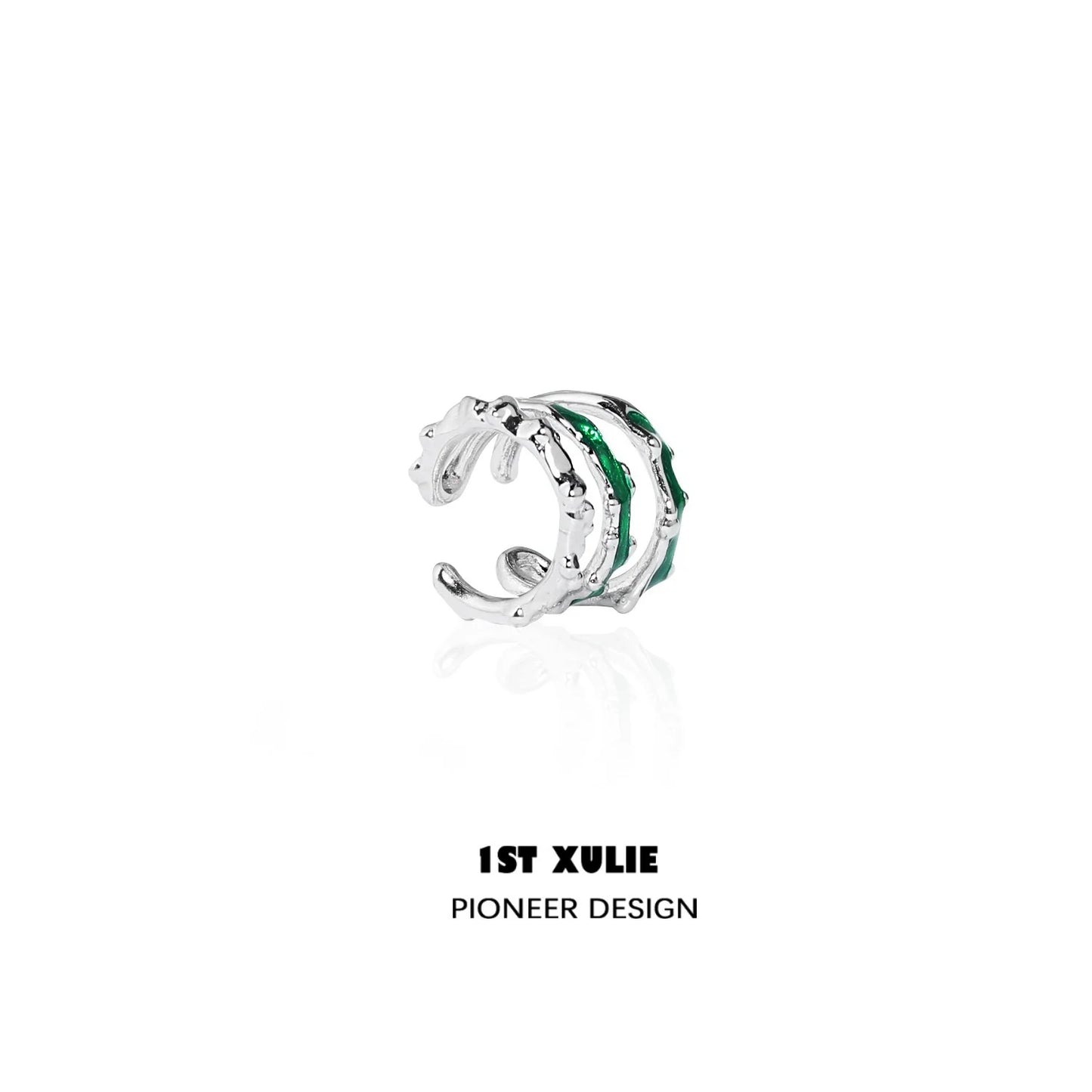 Silver Slytherin snake ear cuff with green accents for stylish fans of the wizarding world