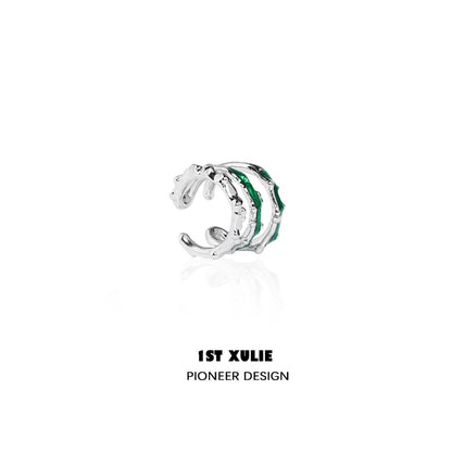 Silver Slytherin snake ear cuff with green accents for stylish fans of the wizarding world