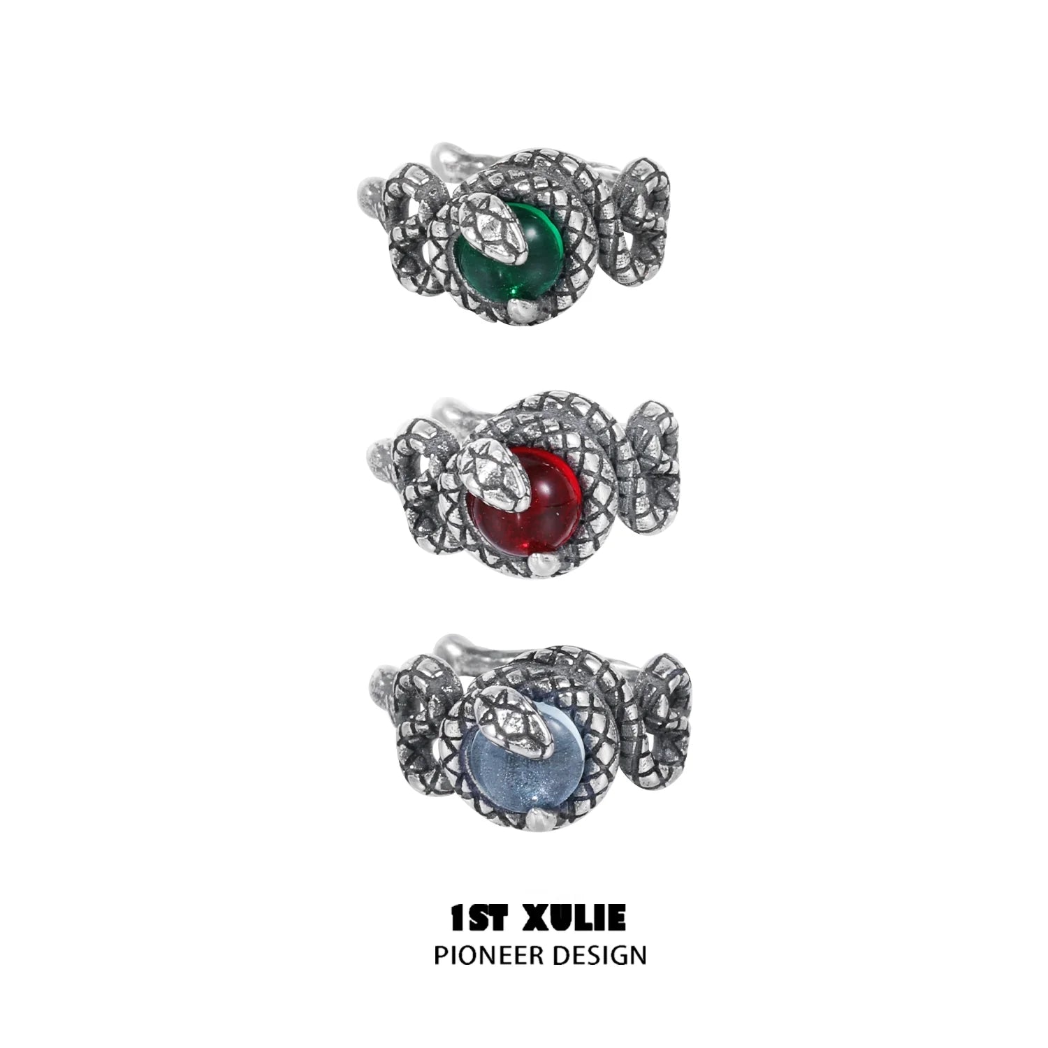 Slytherin snake ear cuff designed with colorful stones in green, red, and blue options