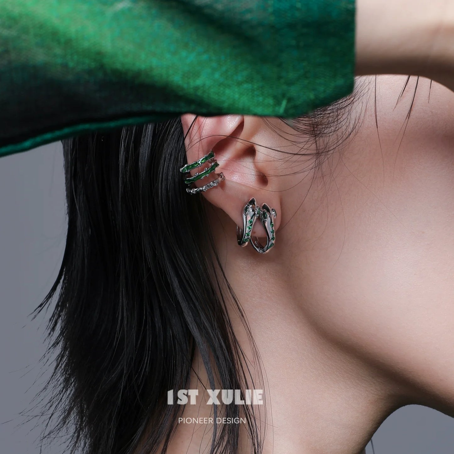 Slytherin snake earrings in silver with intricate detailing for stylish fans of the house