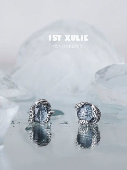 Slytherin snake earrings with detailed silver design featuring sparkling gems for unique style