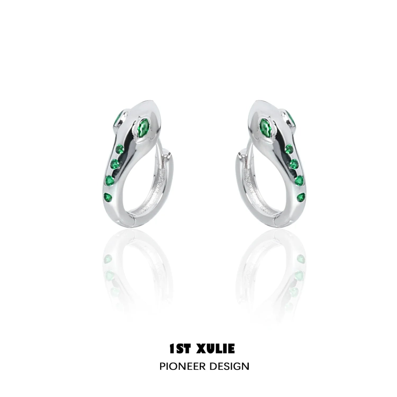 Slytherin snake earrings with green gemstones set in sleek silver design for stylish fans