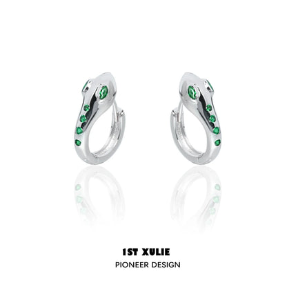 Slytherin snake earrings with green gemstones set in sleek silver design for stylish fans