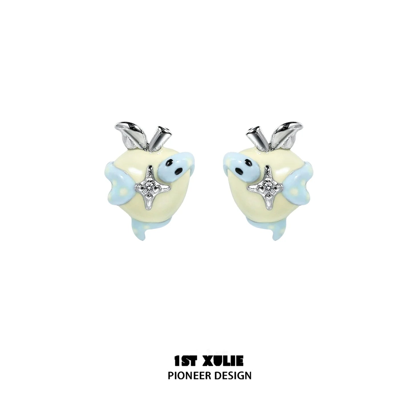 Cute snake apple earrings with glossy finish and decorative charms for stylish accessory lovers