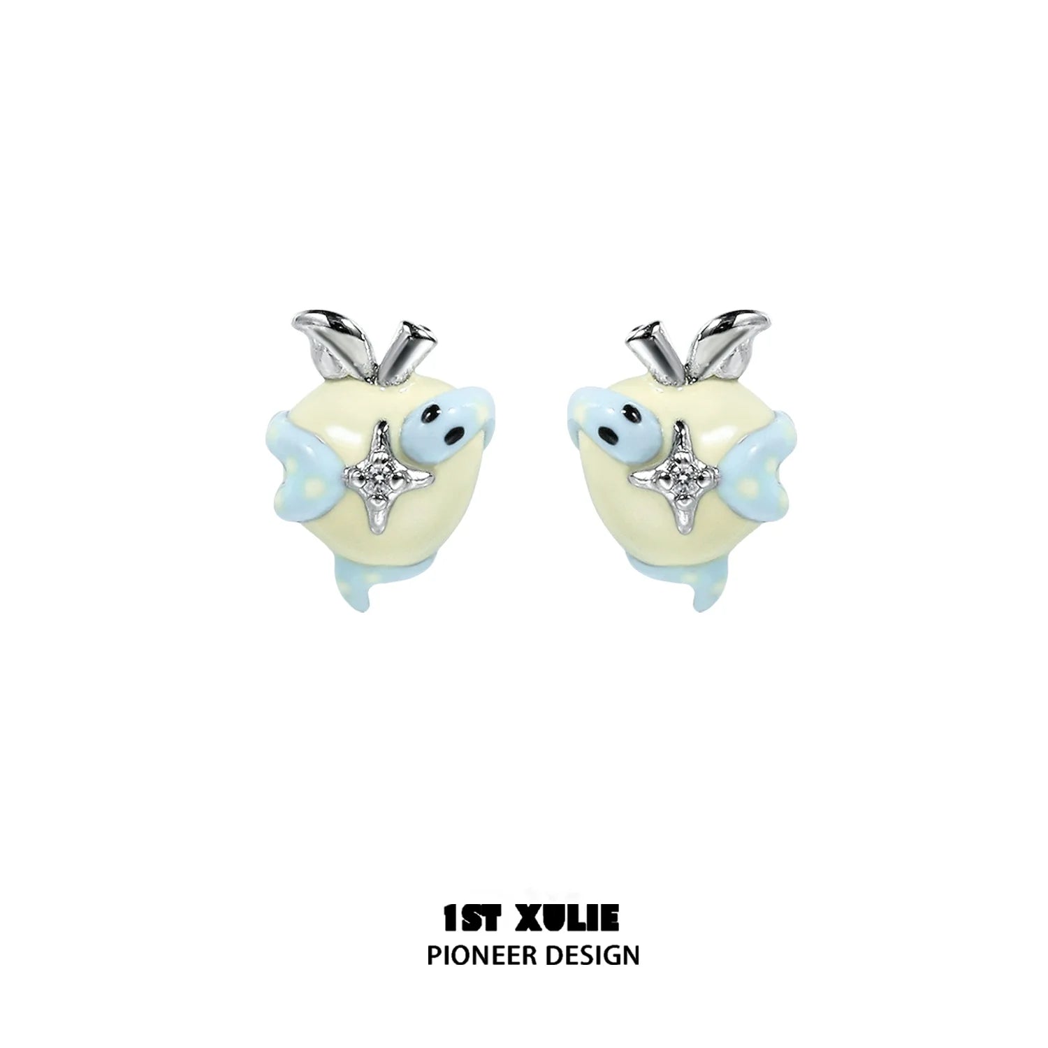 Cute snake apple earrings with glossy finish and decorative charms for stylish accessory lovers