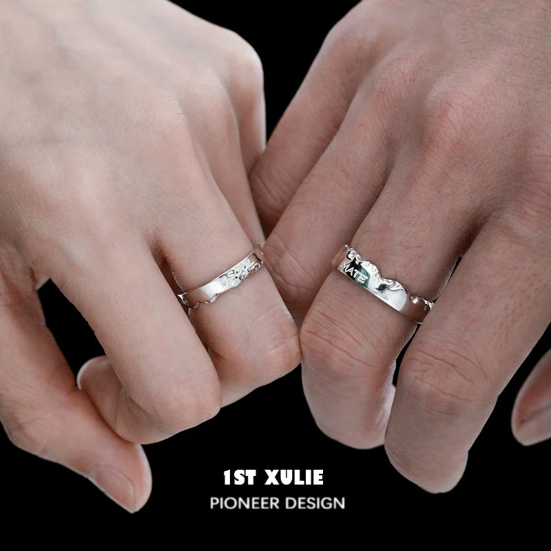 1ST XULIE soulmate couple rings in silver, featuring elegant designs for couples