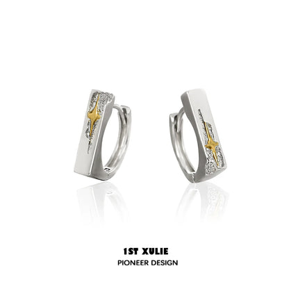 Stylish 1STXULIE star ear cuff jewelry with a modern design featuring silver and gold accents