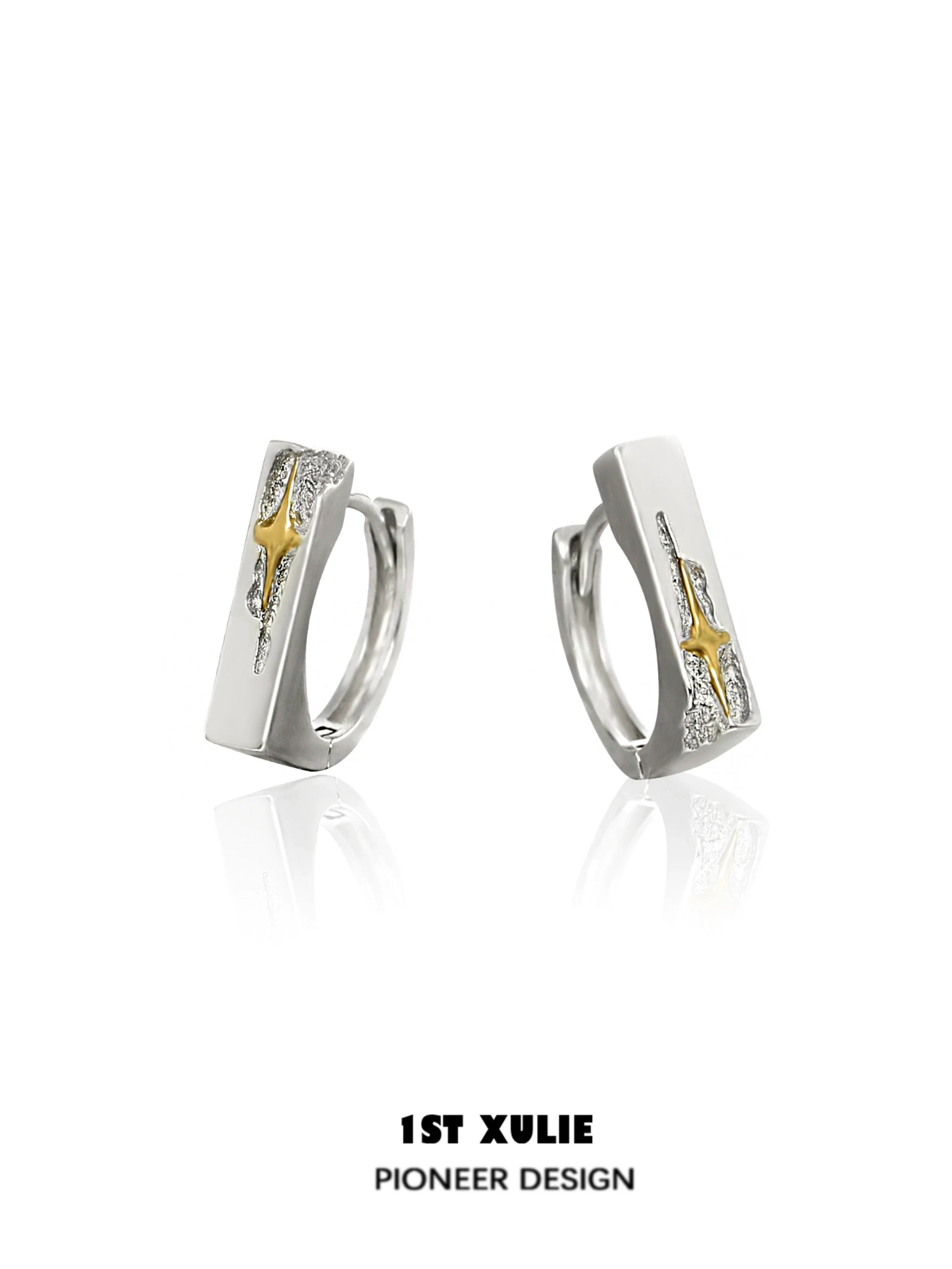 Stylish 1STXULIE star ear cuff jewelry featuring a silver finish with gold accents