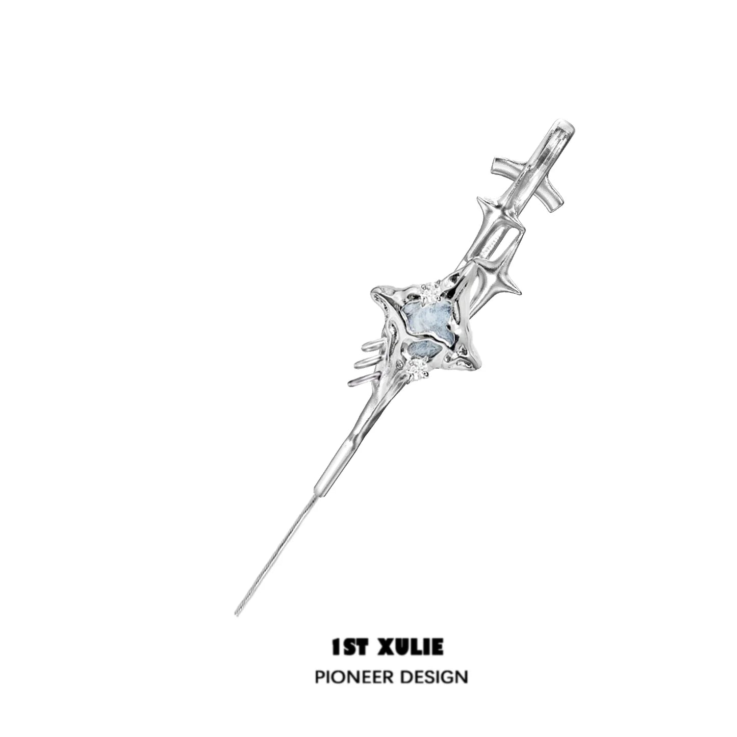 1ST XULIE Star Guardian Ear Piercing Needle with Elegant Design and Sparkling Blue Gemstone