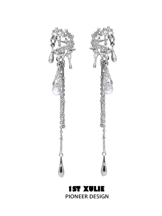 Unique 1ST XULIE tidal wave ear cuffs with dangling charms for a trendy look