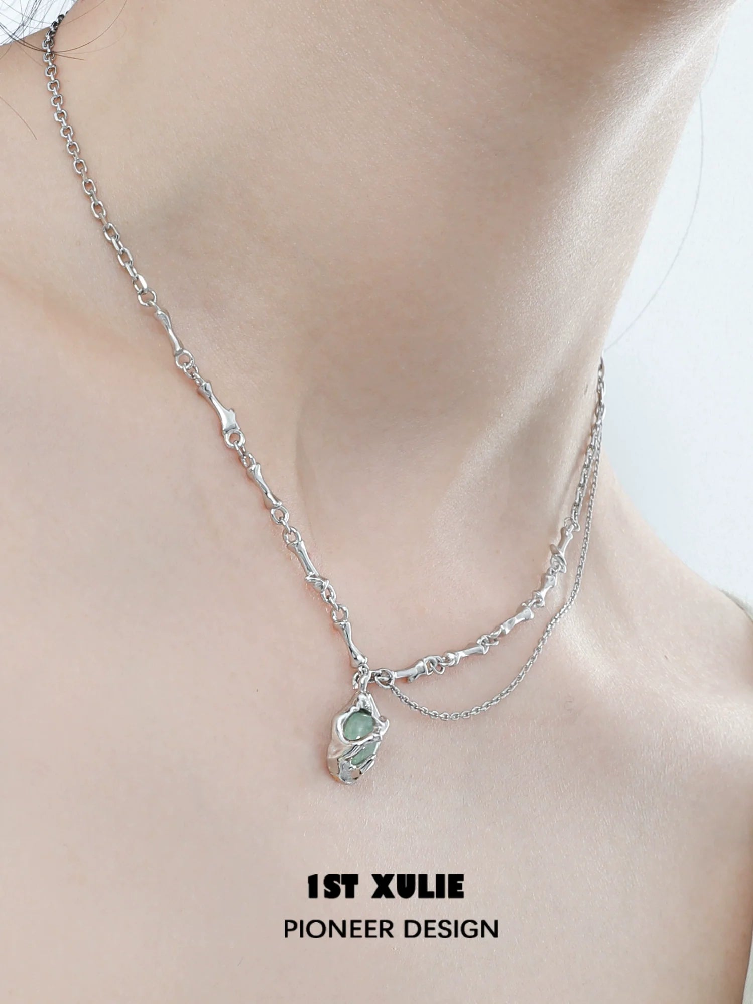 Unique summer pendant necklace by 1STXULIE showcasing a stylish design on a delicate silver chain