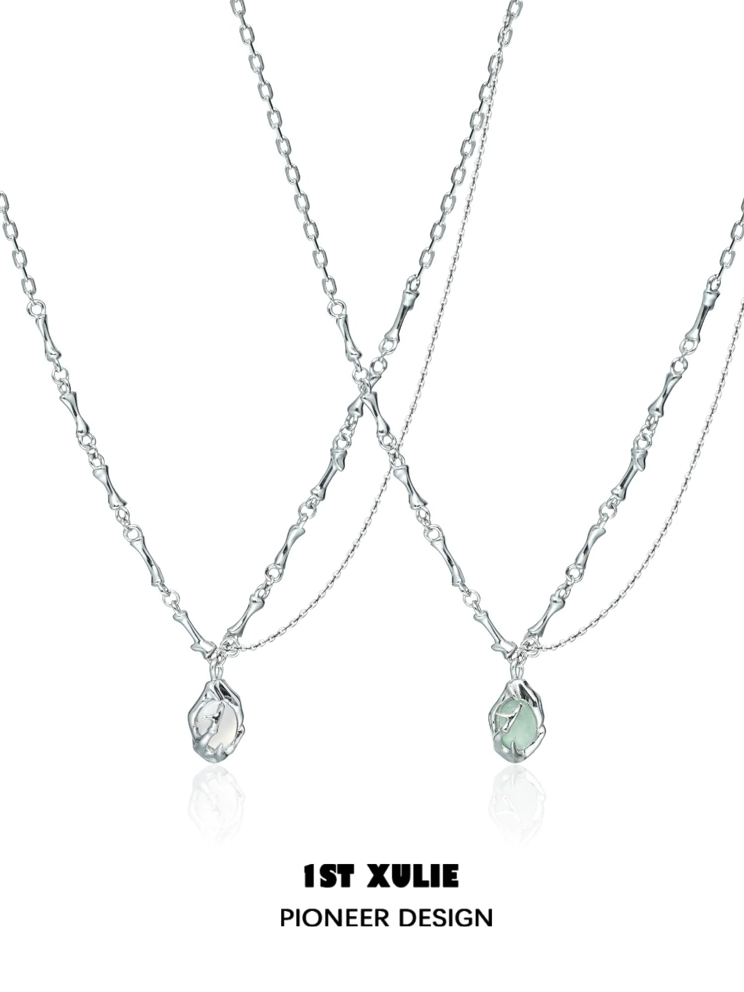 Unique summer pendant necklace with silver chains and colorful stone accents for stylish outfits