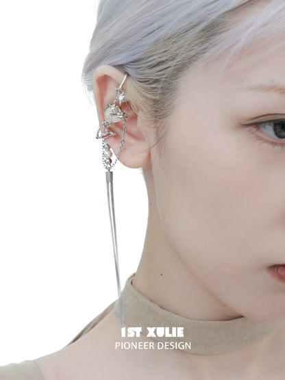 Stylish unique tassel earrings in silver, featuring contemporary design for a chic look