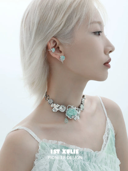 Elegant velvet rose stud earrings designed by 1STXULIE for a chic, modern look