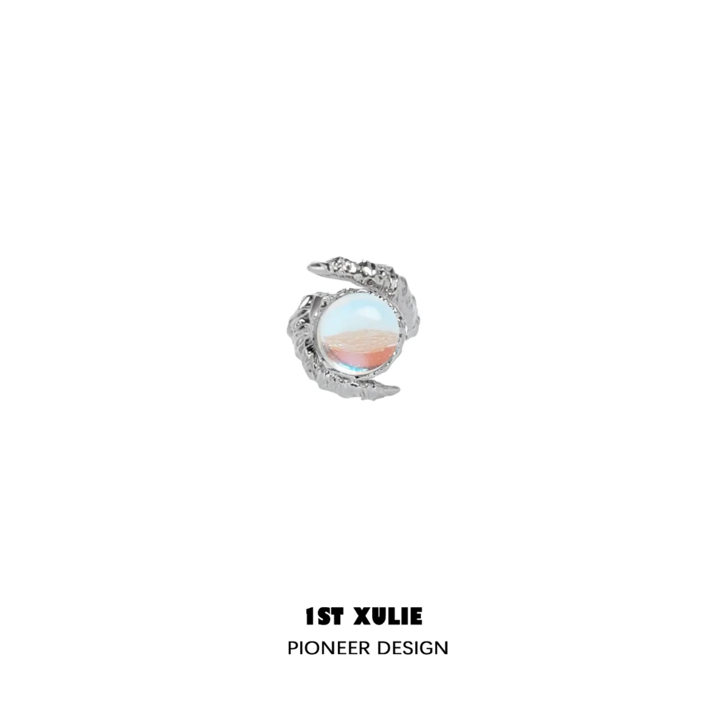 1ST XULIE Y2K fairy nail chain ring featuring a unique design with a colorful gemstone