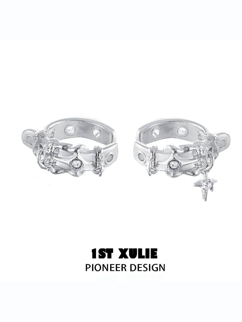 1STXULIE Y2K frozen breeze ear clips featuring detailed design and sparkling accents for trendy style