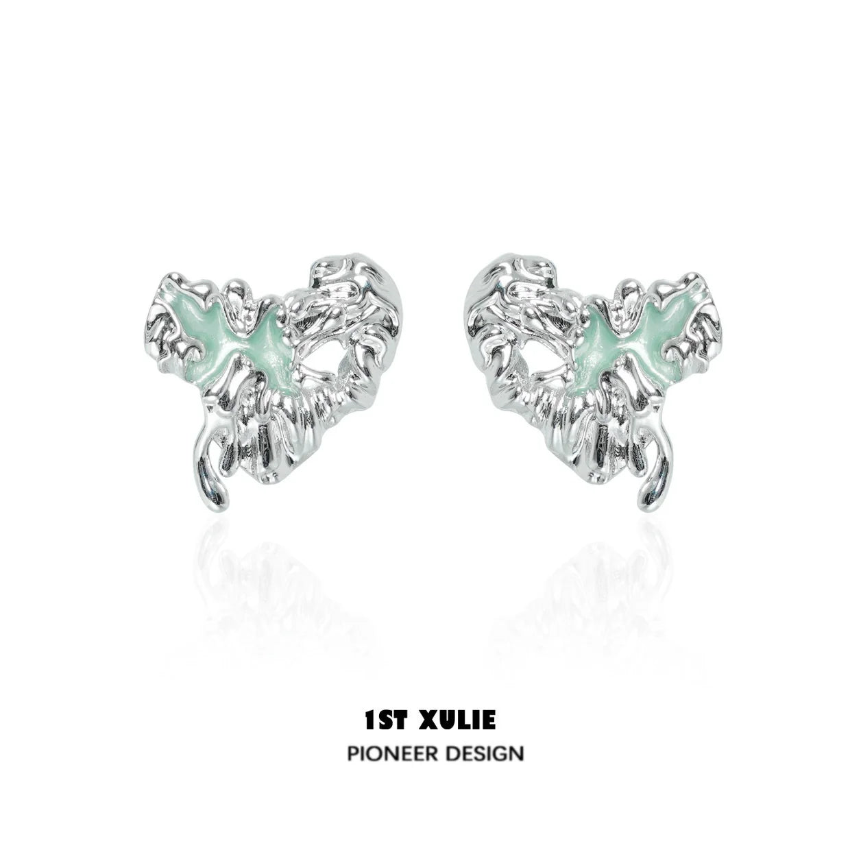 1ST XULIE Y2K Melting Love Earrings in Silver with Unique Sculptured Design