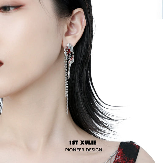 Y2K post-apocalyptic earrings featuring unique design elements and intricate details