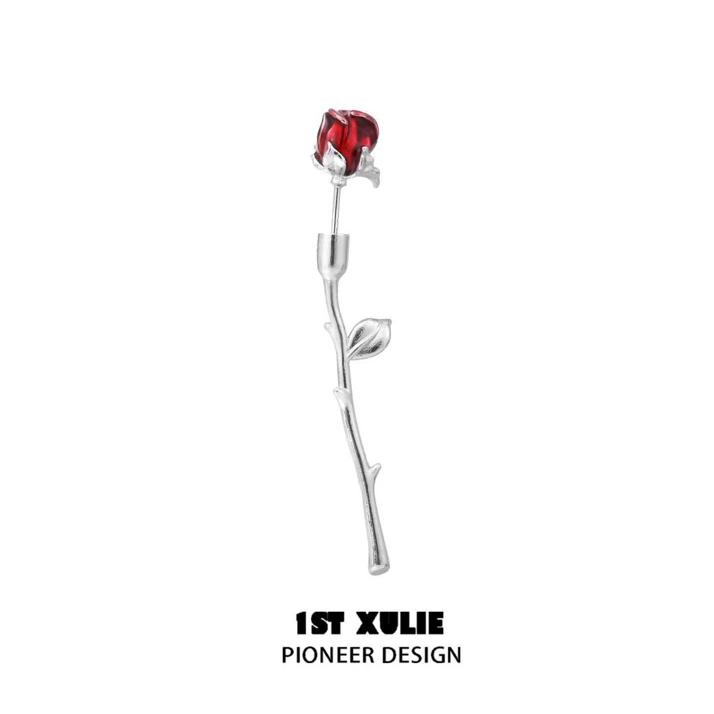 Y2K rose silver earrings featuring a delicate rose design with a polished finish