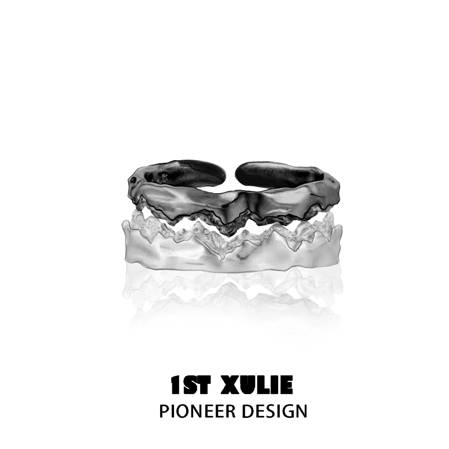 1STXULIE Y2K silver couple ring with a unique wave design for stylish matching accessories