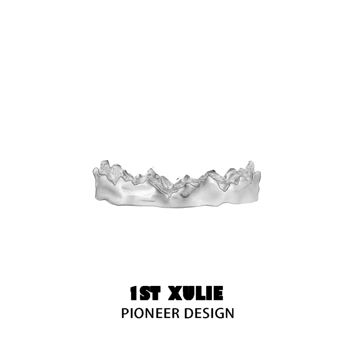 Y2K silver couple ring with a unique wave design for stylish couples