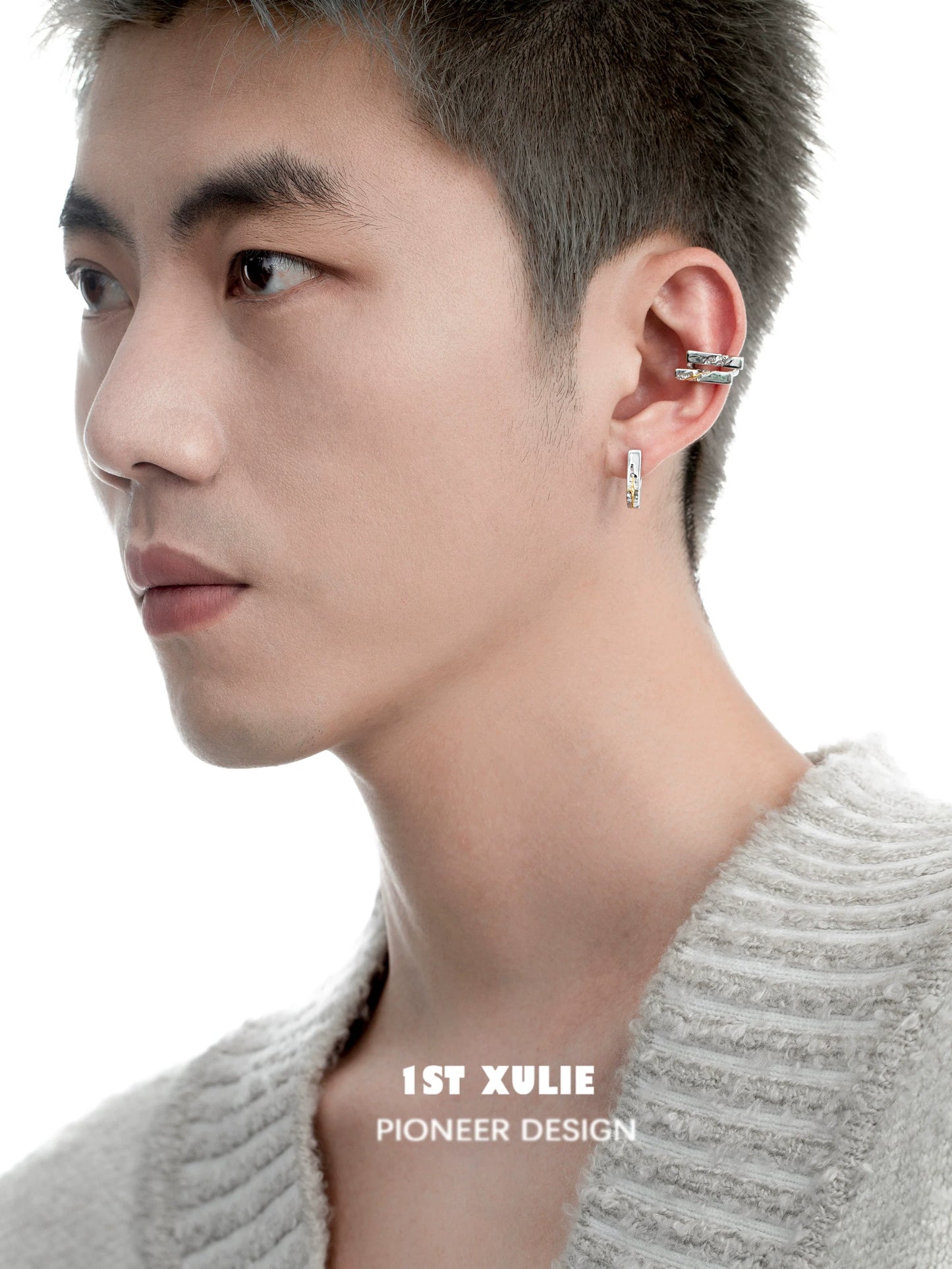 Y2K star ear cuff showcased on model with short hair for a trendy look