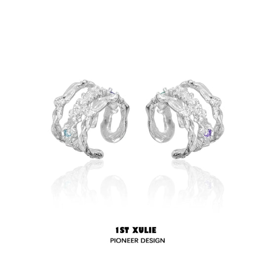 Stylish 1STXULIE zircon ear cuffs with a unique twisting design featuring colorful stones