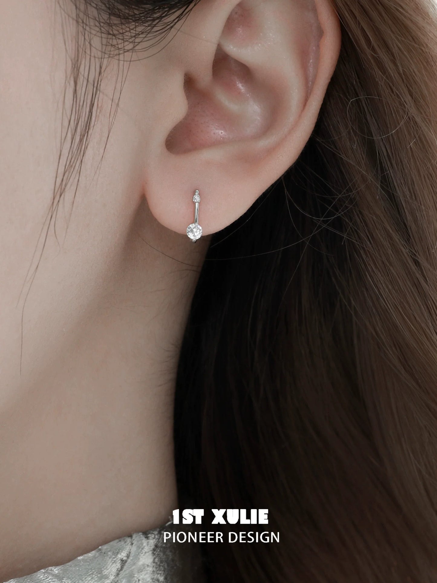 Elegant 1STXULIE zircon stud earrings for women featuring a sparkling design