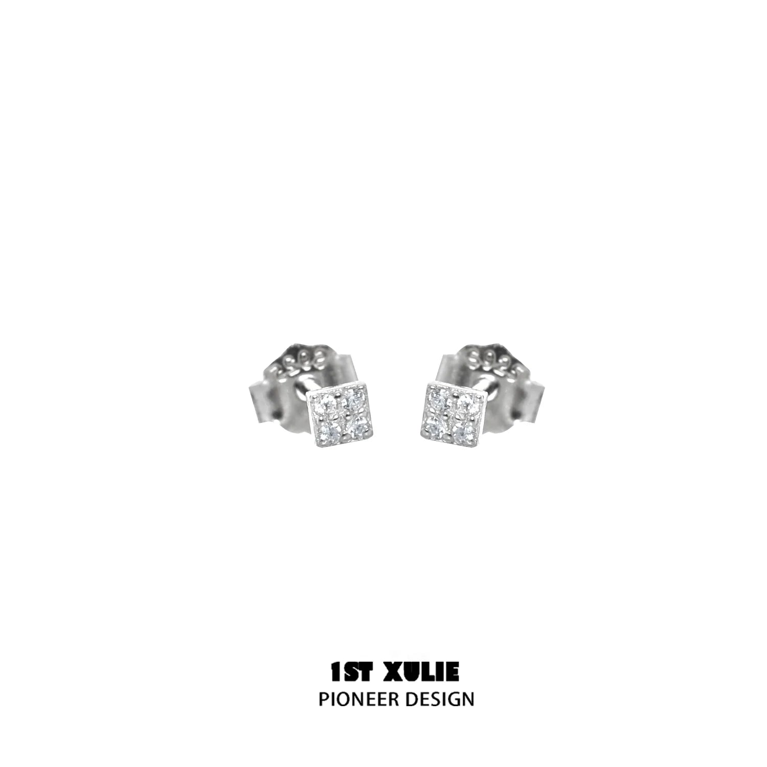 Elegant 1STXULIE zircon stud earrings for women with a sparkling square design