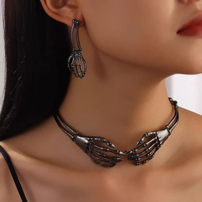 Punk Skull Hand Necklace