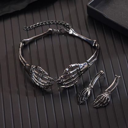Punk Skull Hand Necklace