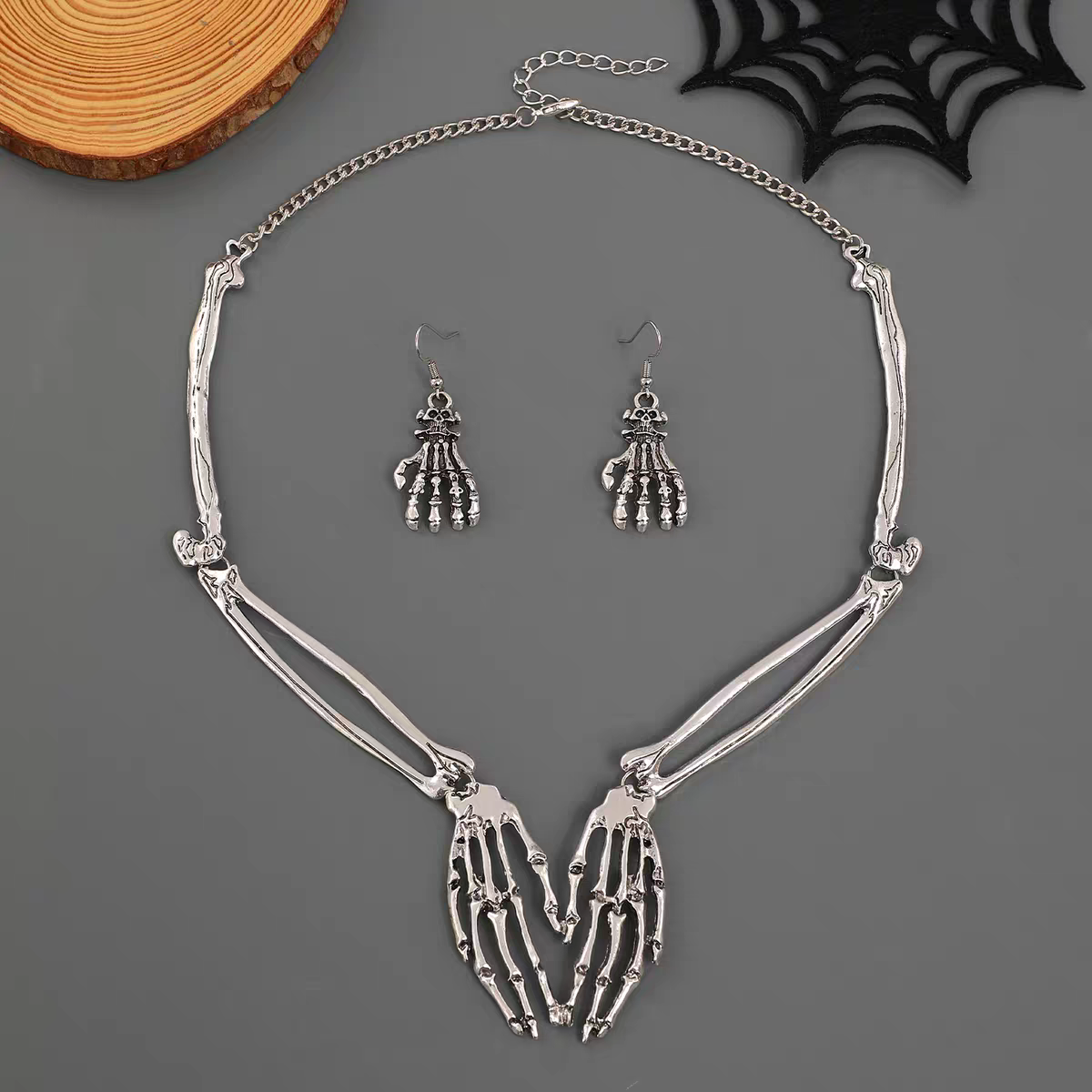 Punk Skull Hand Necklace