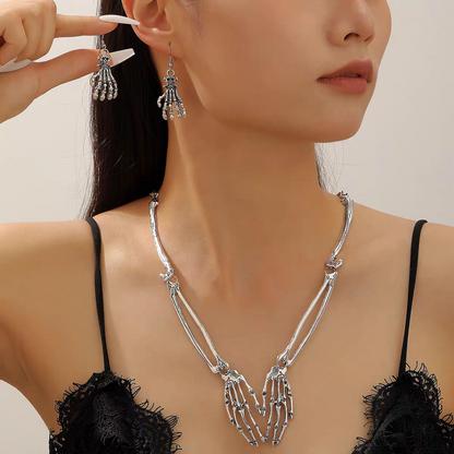 Punk Skull Hand Necklace