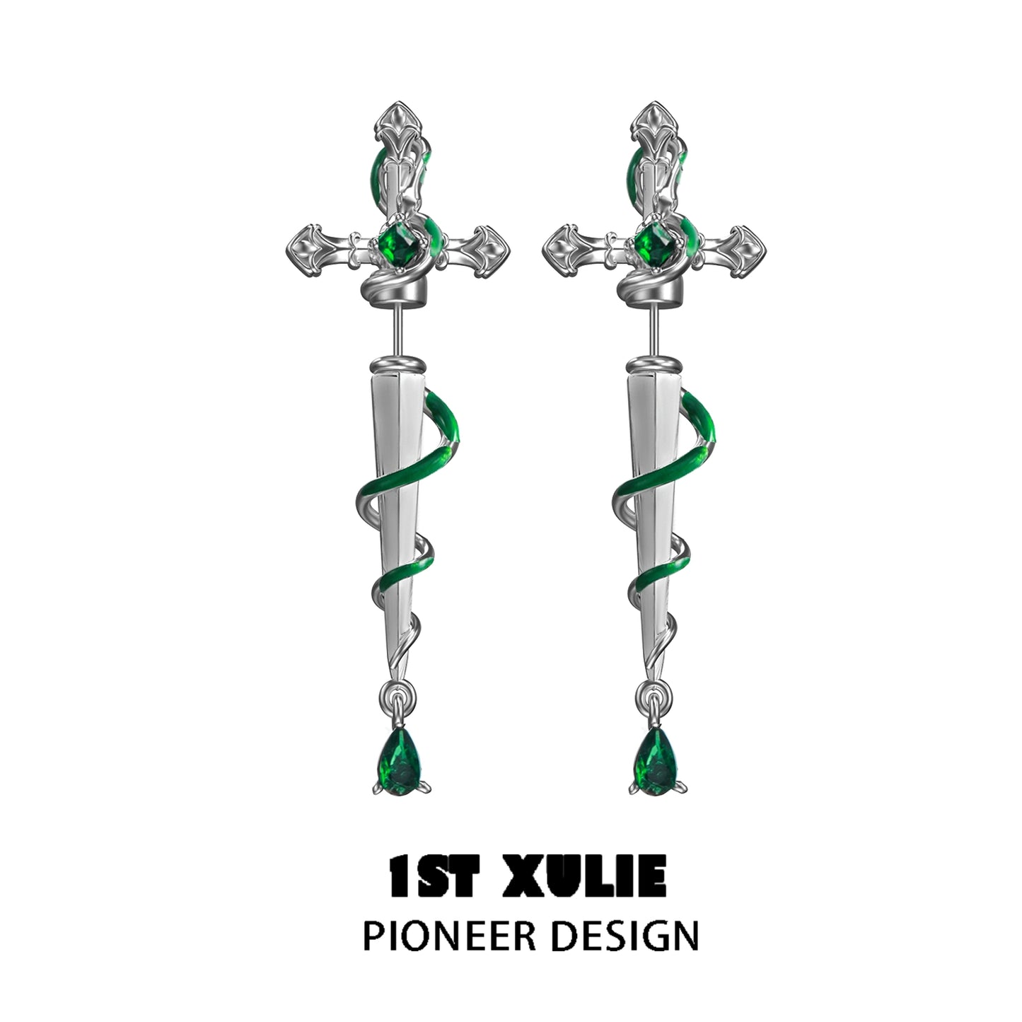 Slytherin’s Curse Cross Earrings