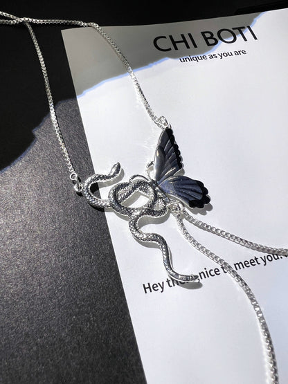 "Snake & Butterfly" Clavicle Chain