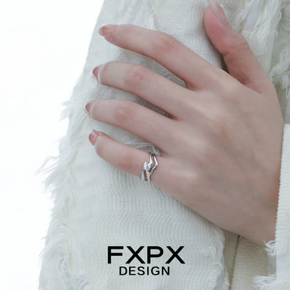 Silver Wave Zircon Ring