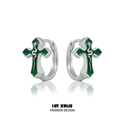 Gothic Sin Snake Cross Earrings