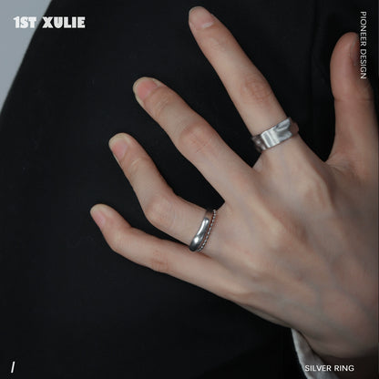 Futuristic Space Twist Silver Ring