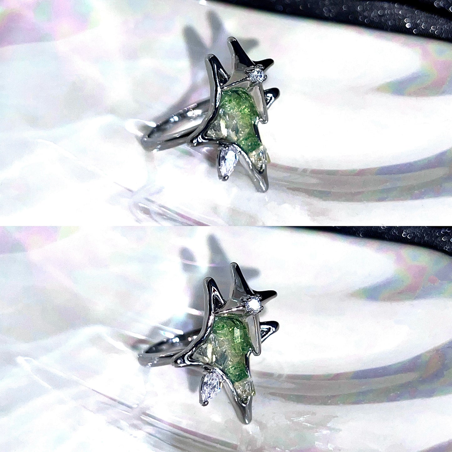 "Green Gemini" Zircon Ring